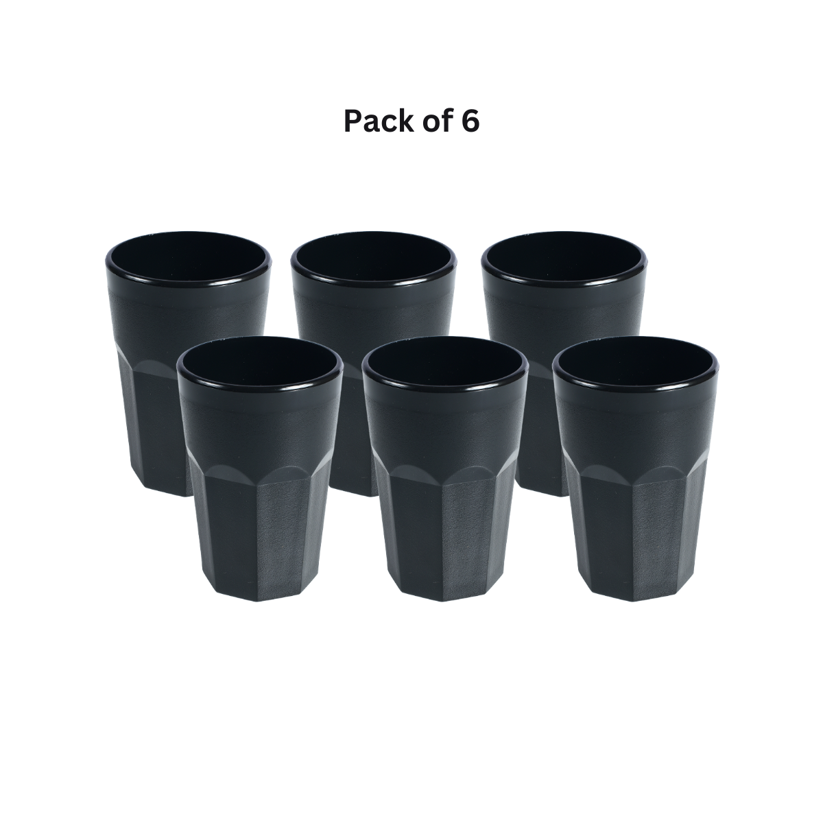Luxer Black Tumbler Glass 300ml, Set of 6