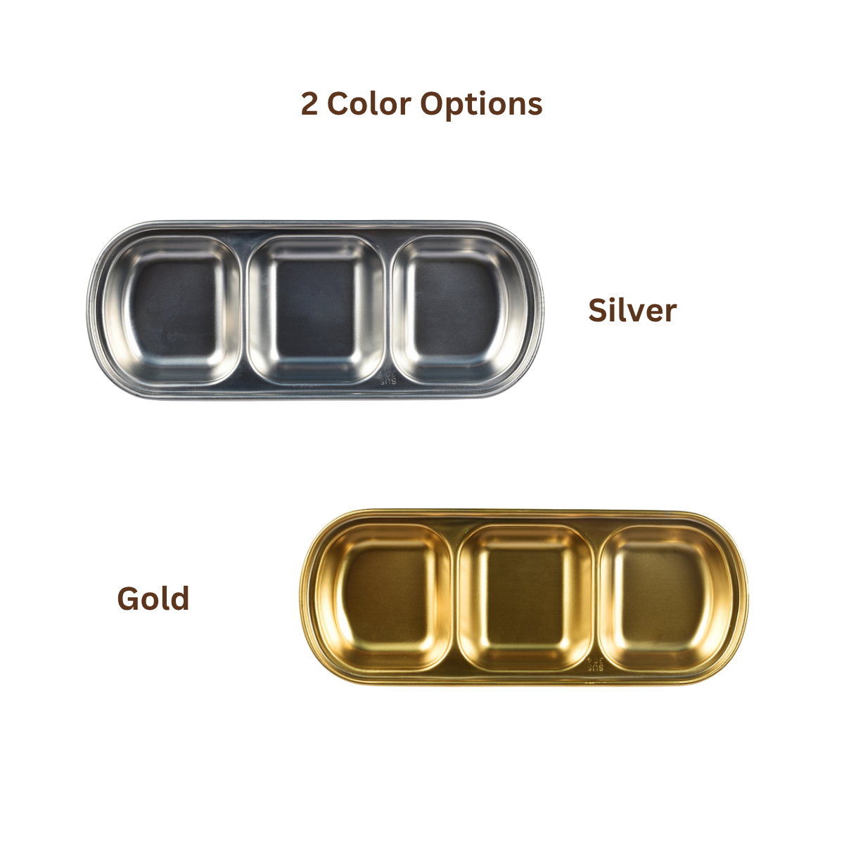 Stainless Steel 3-Compartment Sauce Dip Tray, Gold
