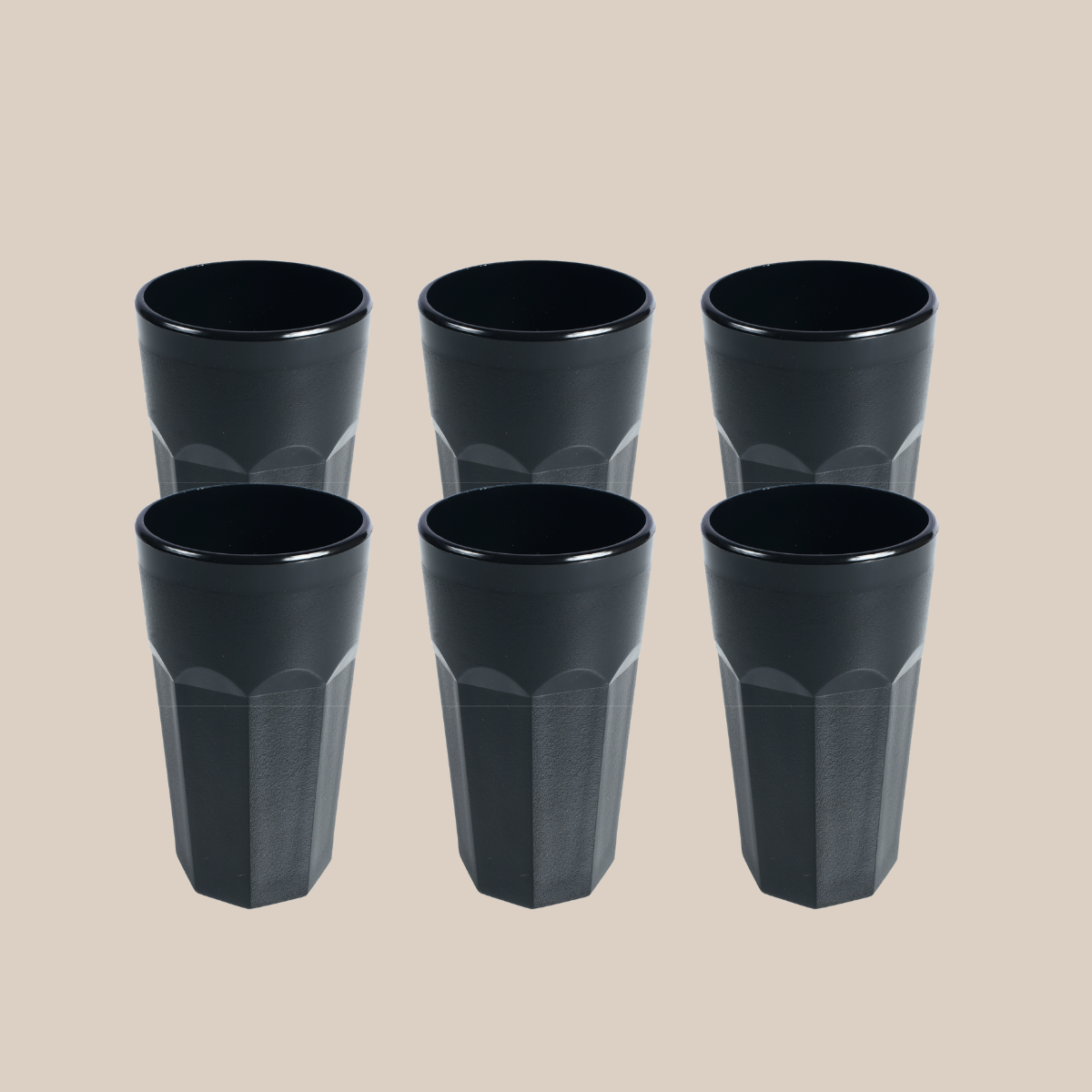 Luxer Black Tumbler Glass 300ml, Set of 6