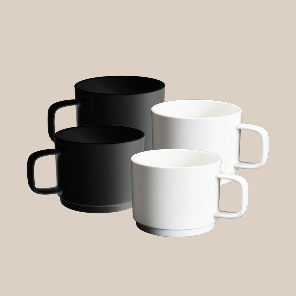 Unbreakable Coffee Mugs 200 ml, Black, Set of 6