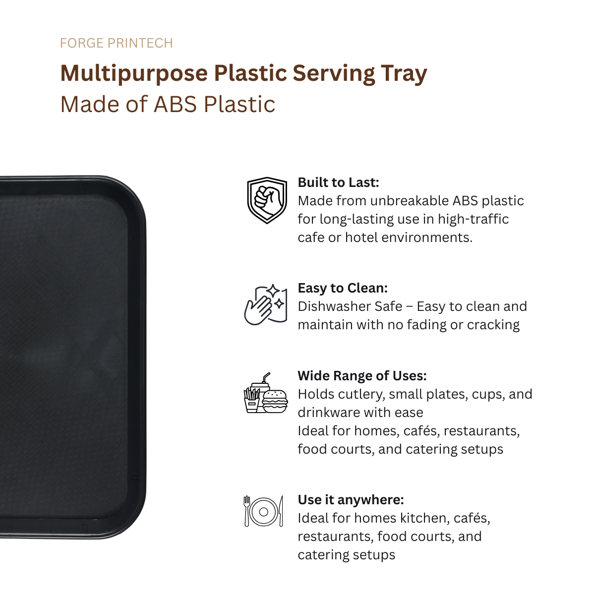 Plastic Serving Tray 12x16 (Pack of 3)