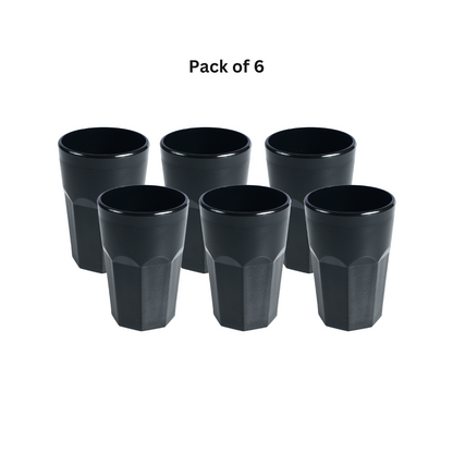 Luxer Black Tumbler Glass 300ml,  Set of 6