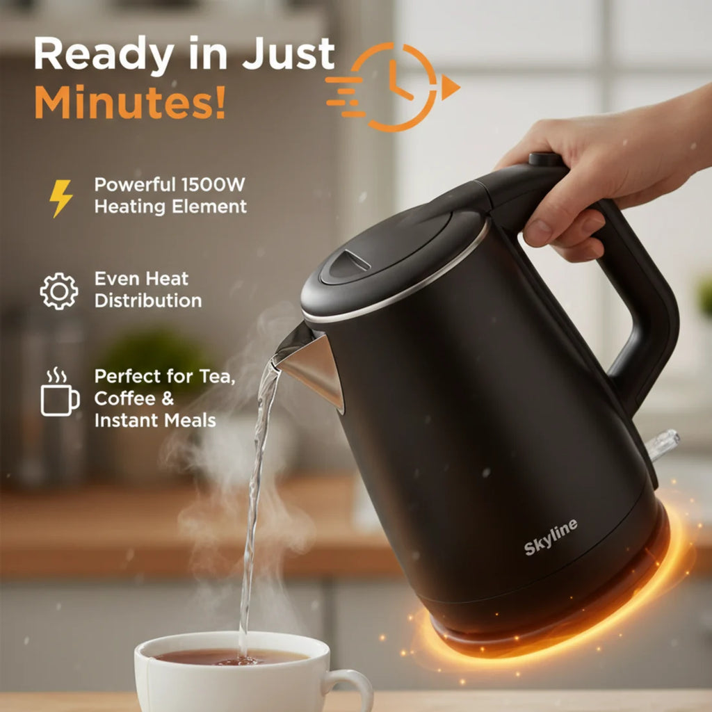 SKYLINE, 5016 Electric kettle, auto-cut, black, 1.5 L / 1500 W