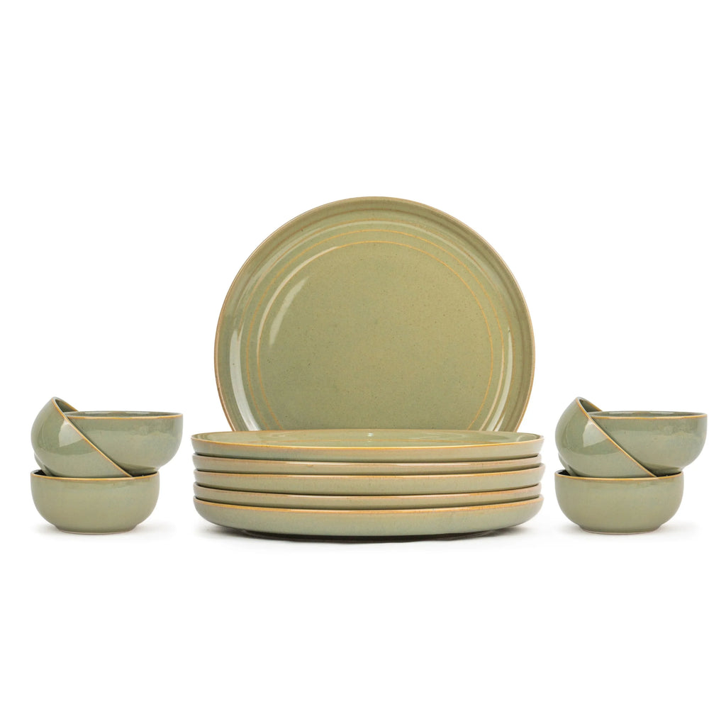 FLOW, Ceramic Dinner Set, Pista, 12 Pieces