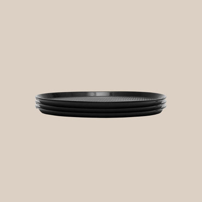 Black Plastic 16 inches Round Serving Tray Set – 3pcs