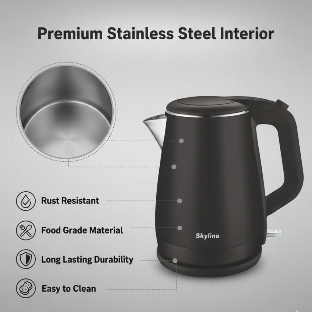 SKYLINE, 5016 Electric kettle, auto-cut, black, 1.5 L / 1500 W