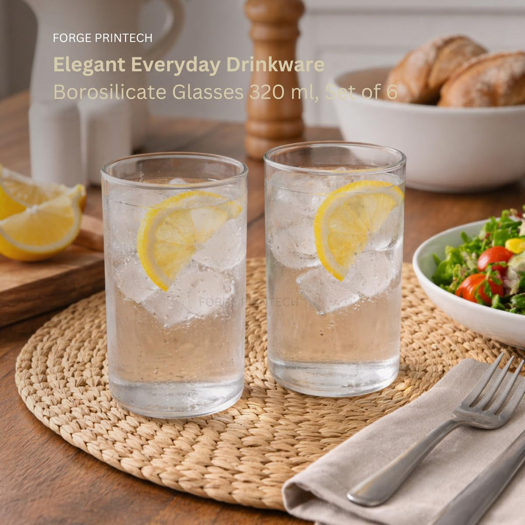 BOROSILICATE, glass, set of 6, clear, 320 ml