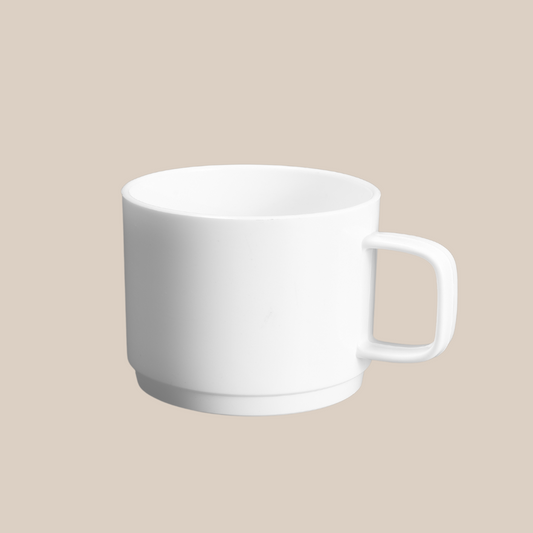ABS Plastic Coffee Mug 200ml, White, Set of 6