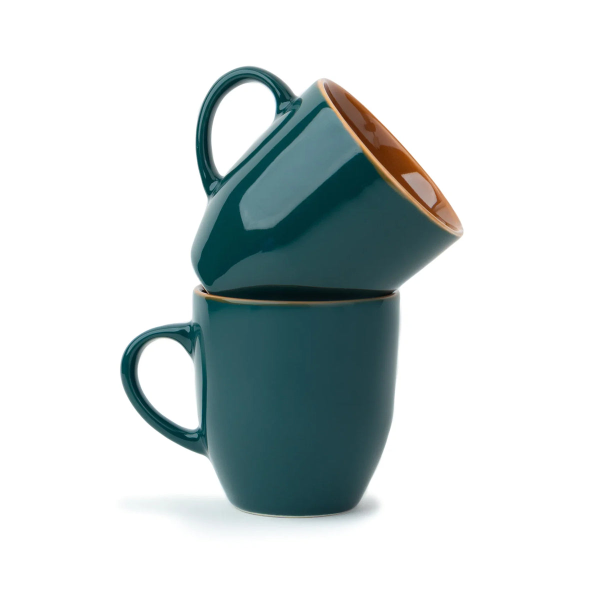 Everyday Coffee Mug, Teal Green ceramic mug set, 300ml Pack of 2