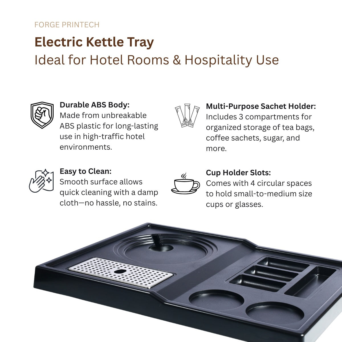 CLASSIC / SKYLINE, 5006 Electric kettle and kettle tray 2 cup holder, silver/black black, 1.8 L / 1500 W