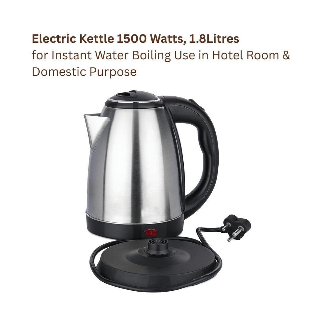 CLASSIC / SKYLINE, 5006 Electric kettle and kettle tray 4 cup holder, silver/black black, 1.8 L / 1500 W