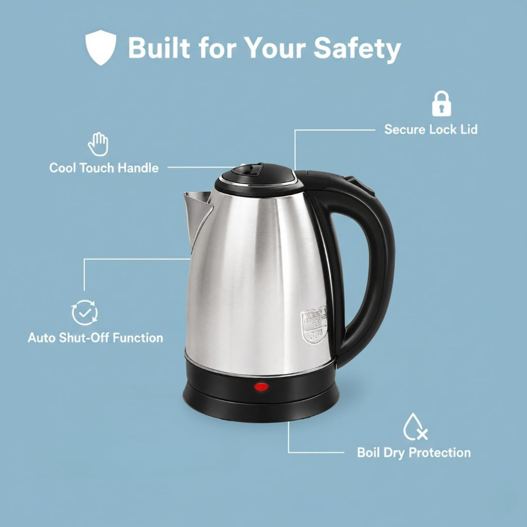 SKYLINE, 5007 Electric kettle, stainless steel, silver/black, 1.2 L / 1500 W