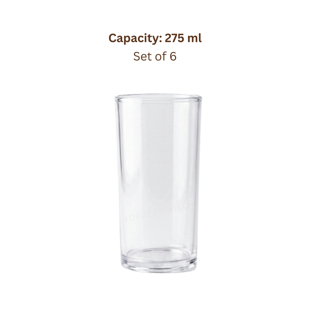 CLARENCE, Highball unbreakable plastic glass, set of 6, clear, 275 ml