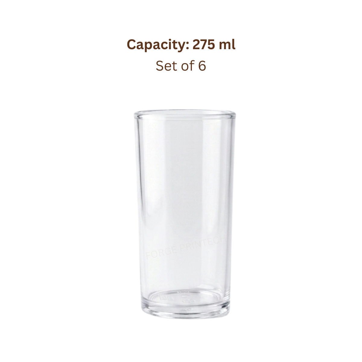 CLARENCE, Highball unbreakable plastic glass, set of 6, clear, 275 ml