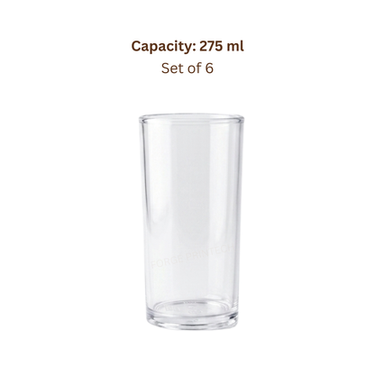 Unbreakable Plastic Glass Set – 275ml (Set of 6)