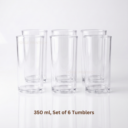 Unbreakable Plastic Glass Set – 350ml (Set of 6)