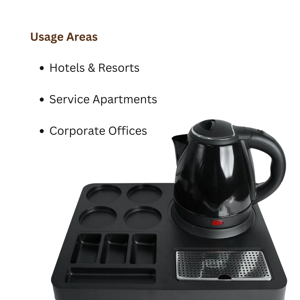 CLASSIC, Hospitality Kettle tray, rectangle, ABS plastic, 4 cup holder, black