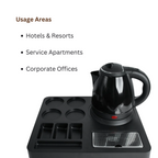 CLASSIC, Hospitality Kettle tray, rectangle, ABS plastic, 4 cup holder, black