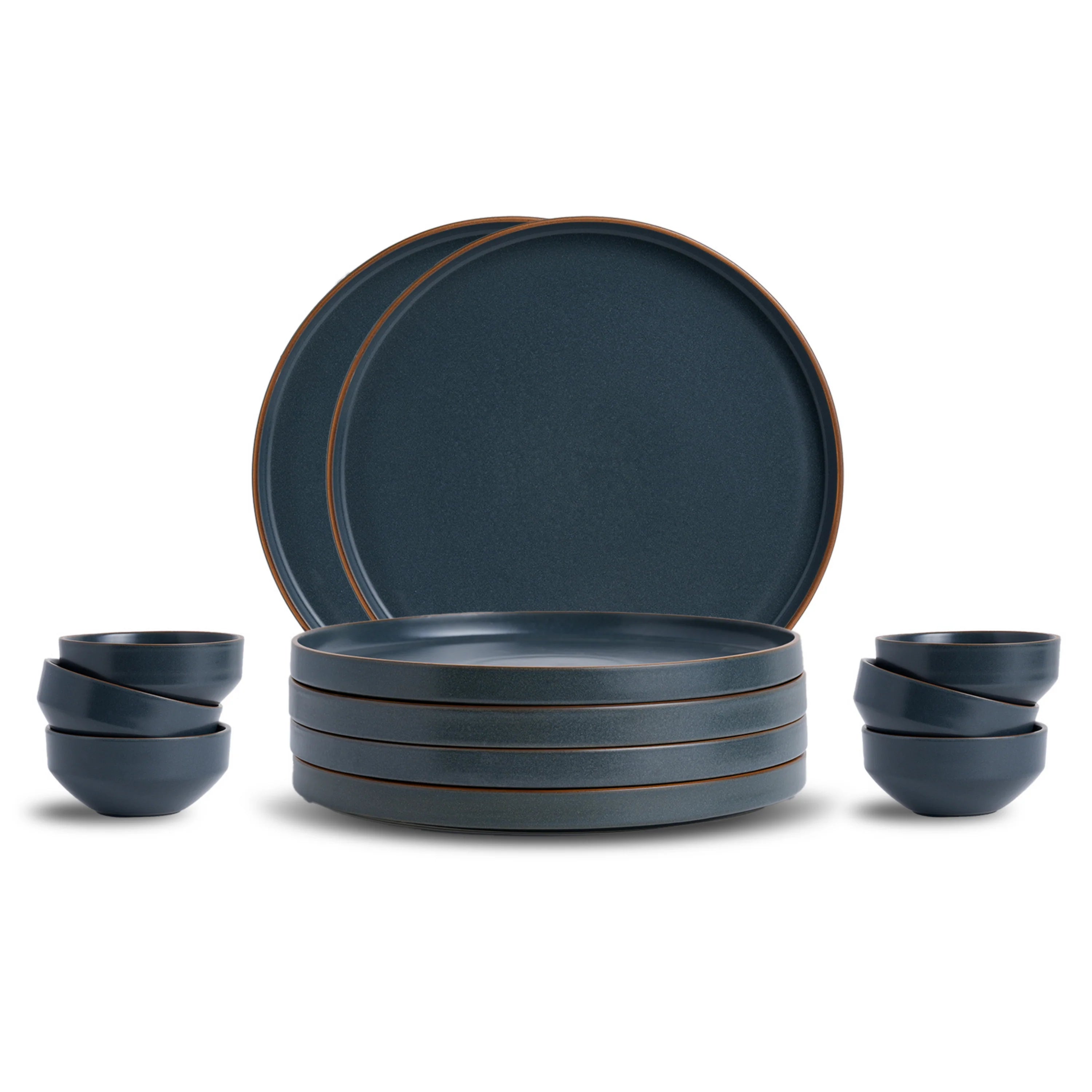 Matte Japandi, Ceramic Modern Dinner Set, Grey, Set of 12 Pcs