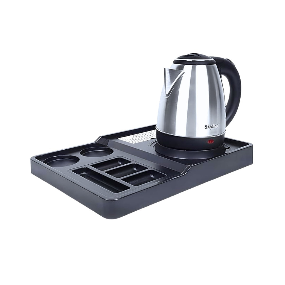 CLASSIC / SKYLINE, 5006 Electric kettle and kettle tray 2 cup holder, silver/black black, 1.8 L / 1500 W