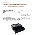 WOODS, Hotel kettle tray with pull-out drawer, ABS plastic, 2 cup holder