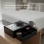 WOODS, Hotel kettle tray with pull-out drawer, ABS plastic, 2 cup holder