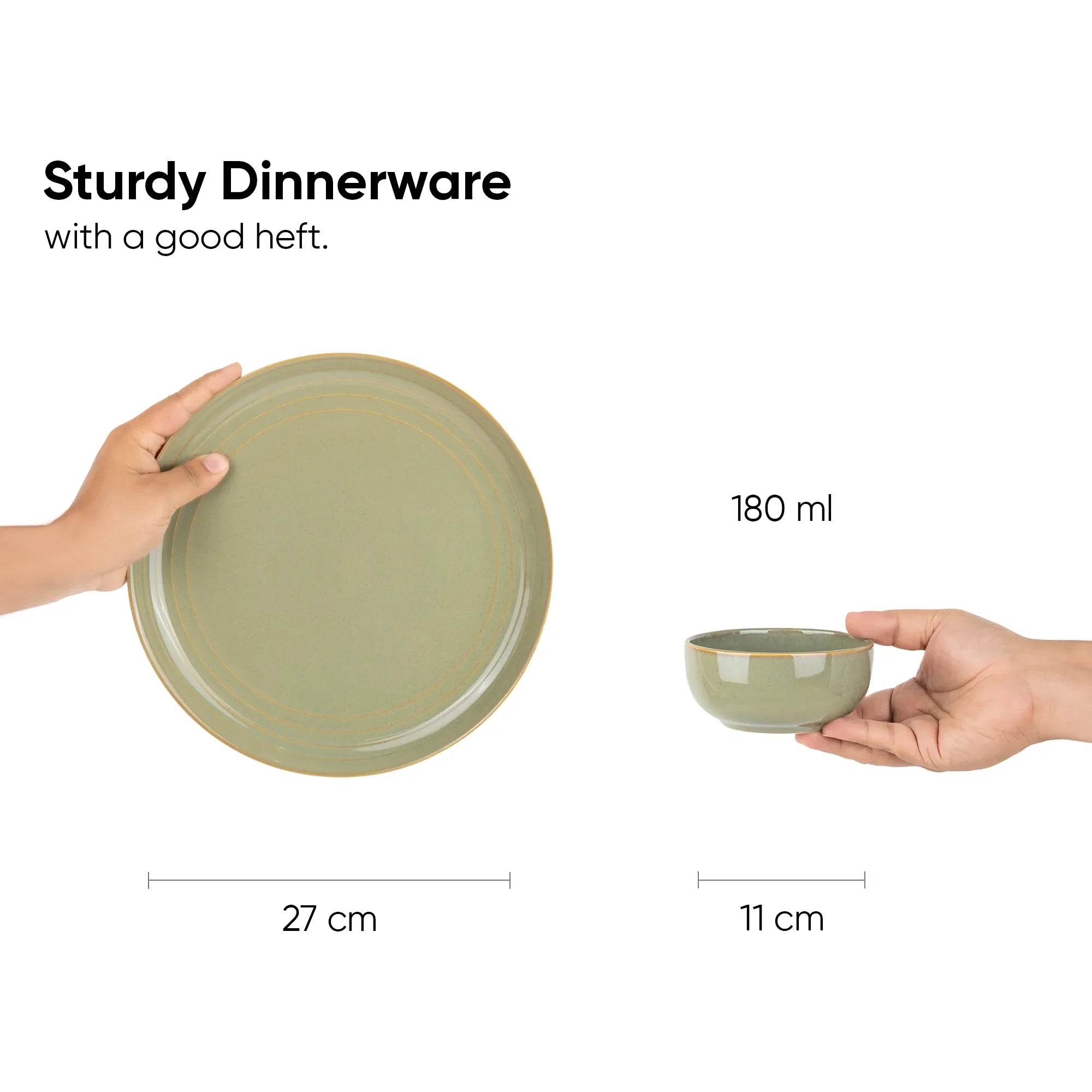 FLOW, Ceramic Dinner Set, Pista, 12 Pieces