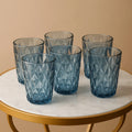 Sapphire Diamond Cut, Blue beverage glass set, pack of 6