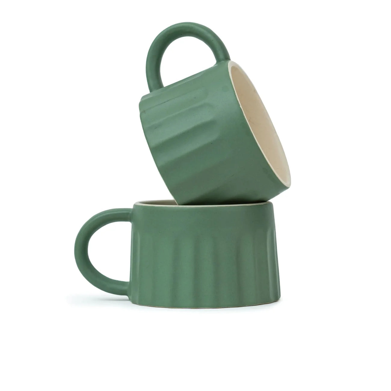Cappuccino Classic Line, Café-Style Coffee Mugs, Green, 300ml Pack of 2