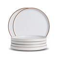 Matte Japandi, Ceramic modern dinner plates, white, set of 6 Pcs