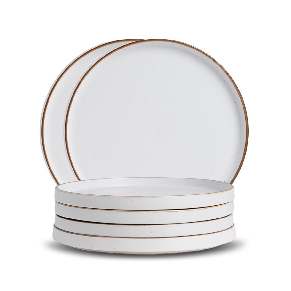 Matte Japandi, Ceramic modern dinner plates, white, set of 6 Pcs