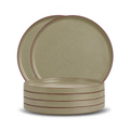 Matte Japandi, Ceramic modern dinner plates, green, set of 6 Pcs