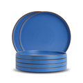 Matte Japandi, Ceramic modern dinner plates, blue, set of 6 Pcs