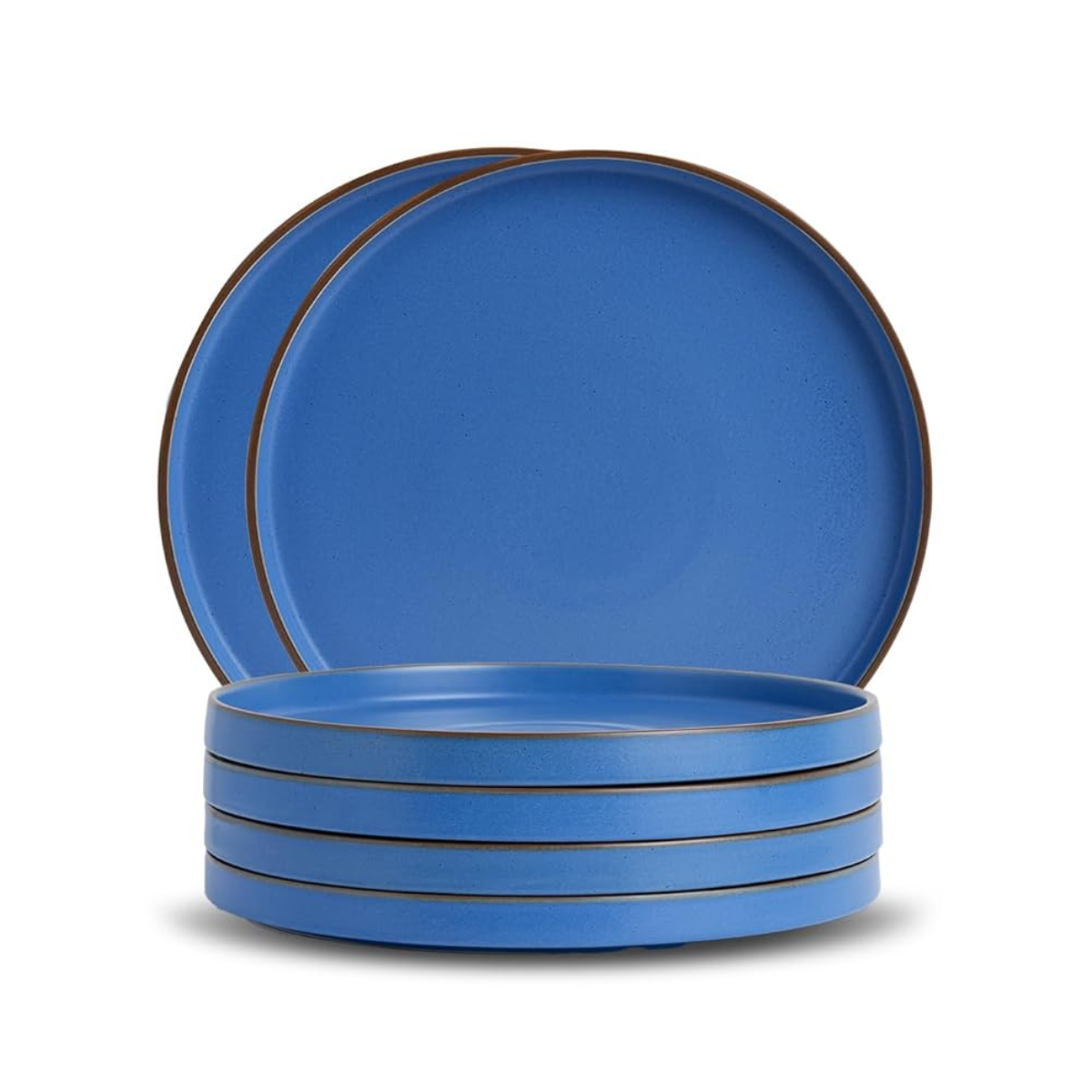 Matte Japandi, Ceramic modern dinner plates, blue, set of 6 Pcs