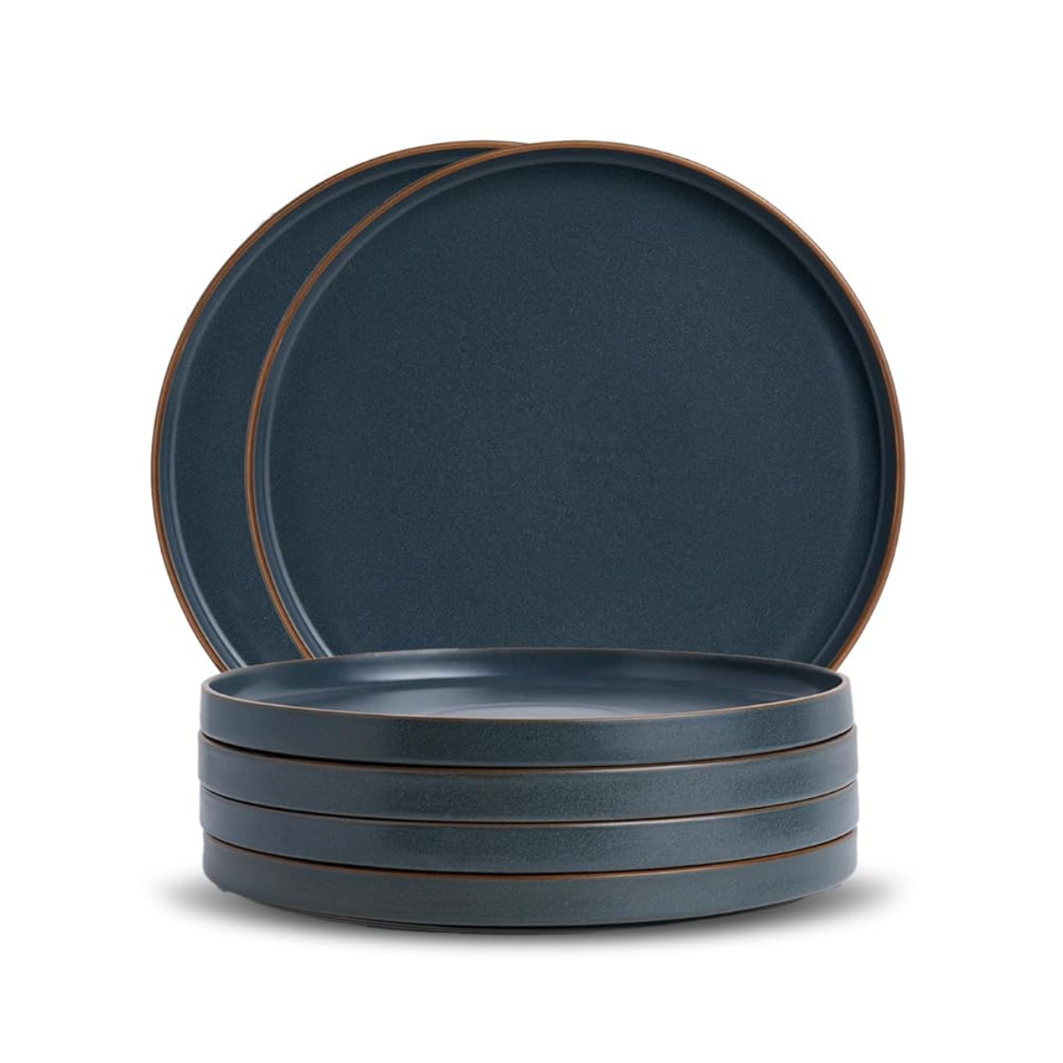 Matte Japandi, Ceramic modern dinner plates, grey, set of 6 Pcs