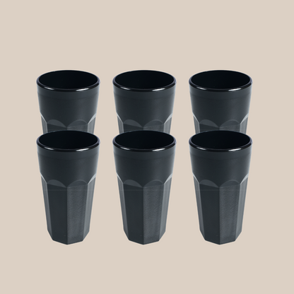 Luxer Black Unbreakable Tumblers 400ml, Set of 6
