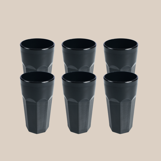 Luxer Black Unbreakable Tumblers 400ml, Set of 6