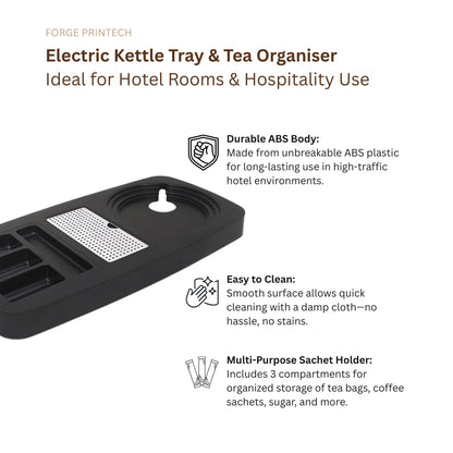 FP ABS Plastic Kettle tray with Electric Kettle for hotel rooms, Kettle 1.8 Ltr and Kettle tray set