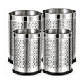 Classic Perforated Bin, 2 medium and 2 small, stainless steel dustbin, set of 4
