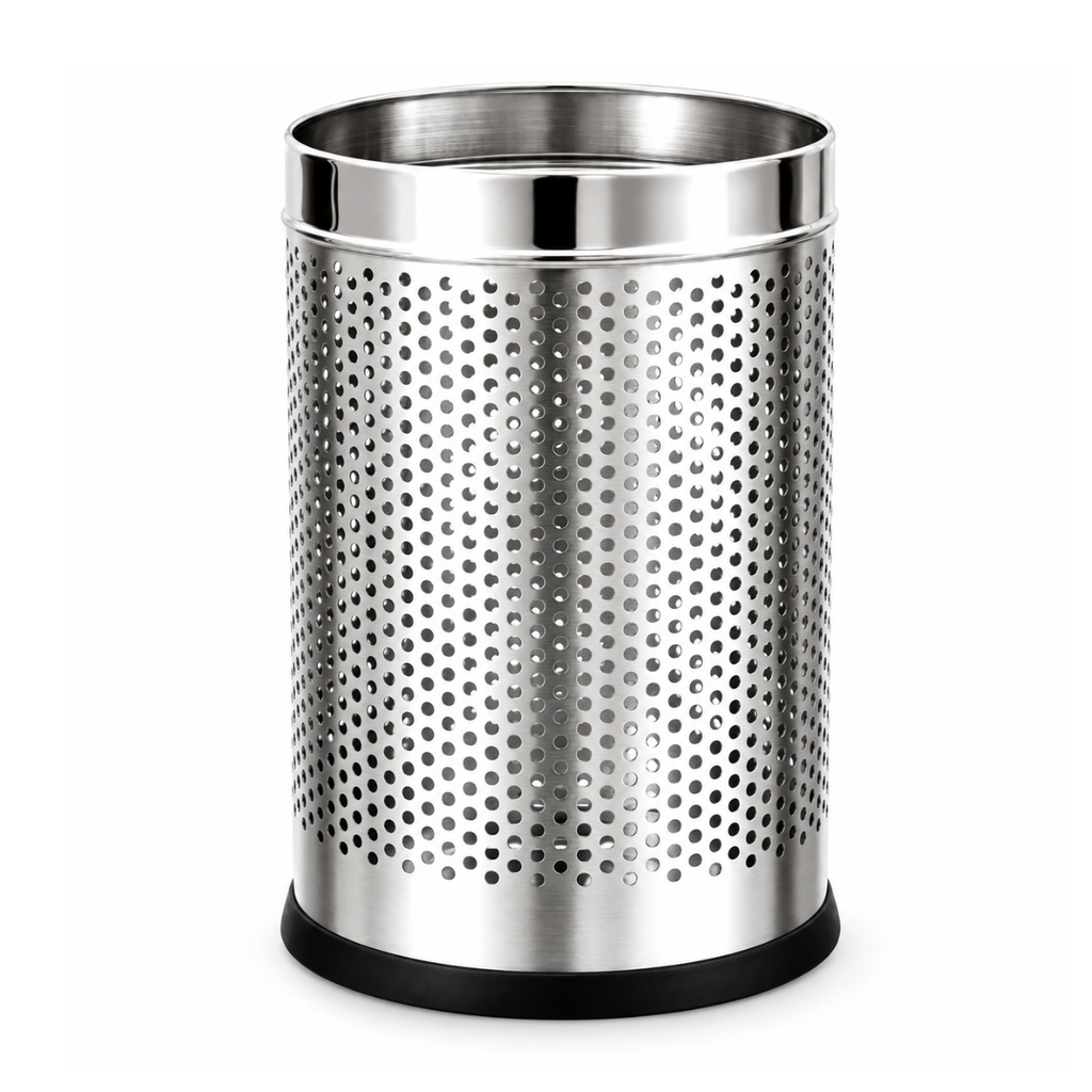 Classic Perforated Bin, 2 medium and 2 small, stainless steel dustbin, set of 4