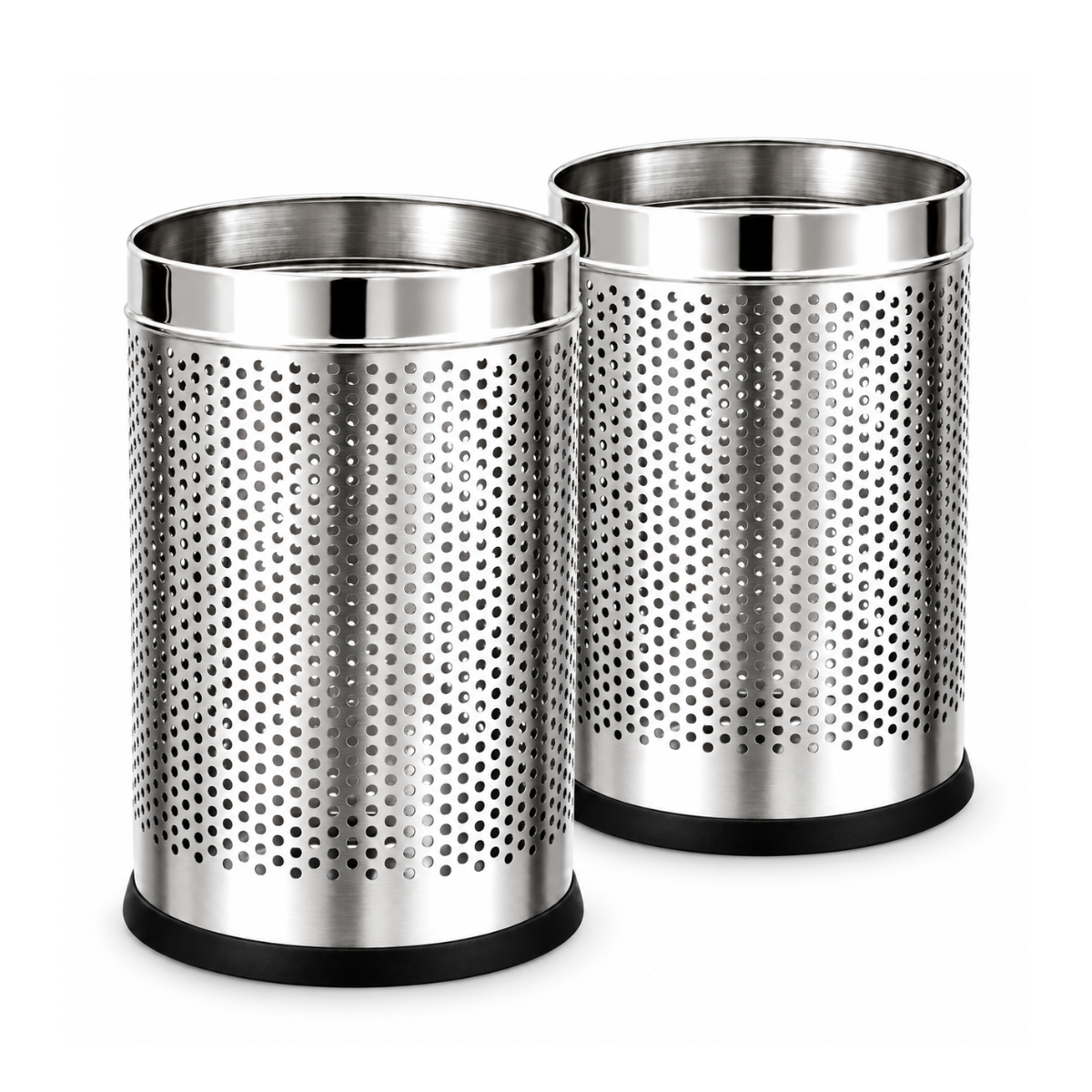 Classic Perforated Bin, Medium Jali Bin, Stainless Steel, Set of 2