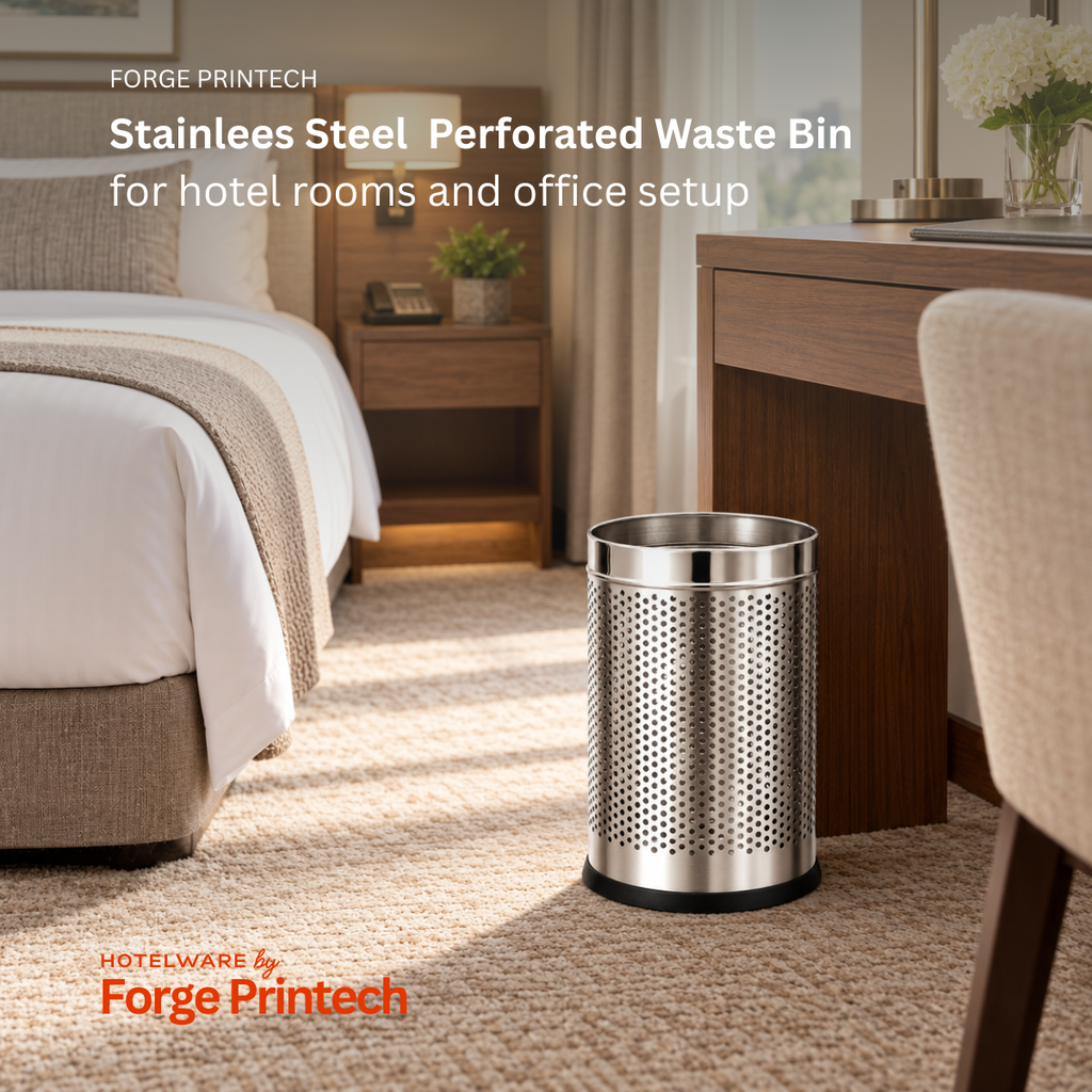 Classic Perforated Bin, 2 medium and 2 small, stainless steel dustbin, set of 4